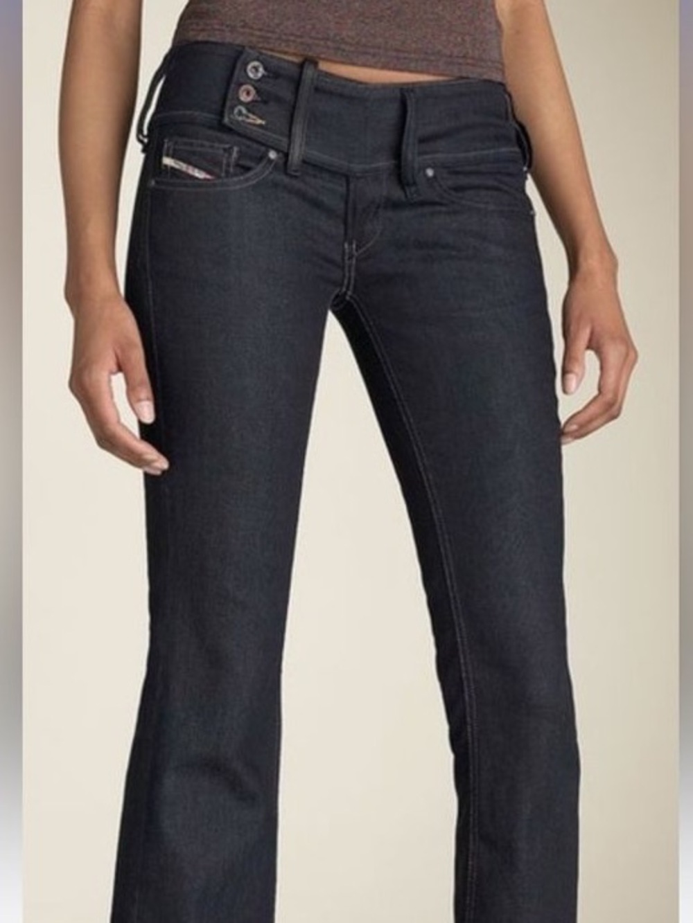 Diesel Cherock Low Rise Flare Jeans Womens W27 L32 Italy Dark Indigo Vintage Y2K